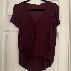 Lush Maroon/Red Vneck Slub Top